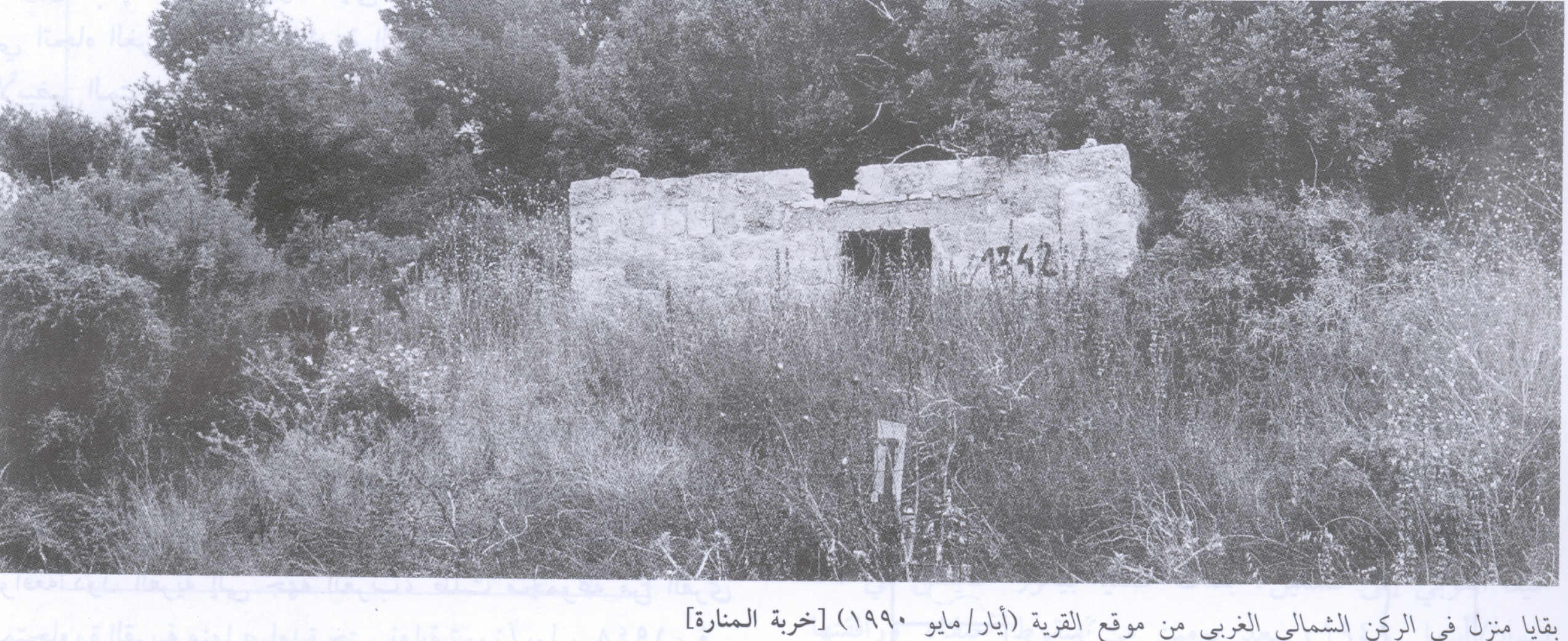 صورة لقرية خربة المنارة - فلسطين: : احدى بيوت القرية المغتصبة، 1990.